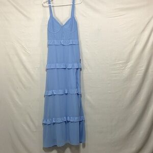 NWT Lulu's large Light Blue Tiered Maxi Dress